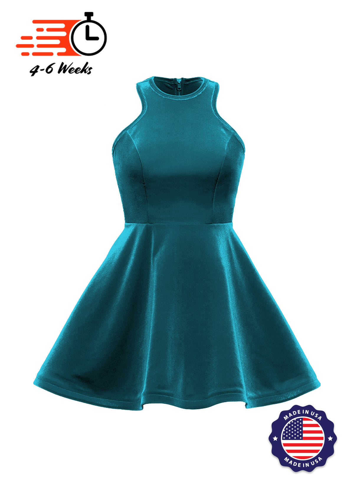 Velvet Serpentine Neckline Show Choir Dress - Ships 4 to 6 weeks