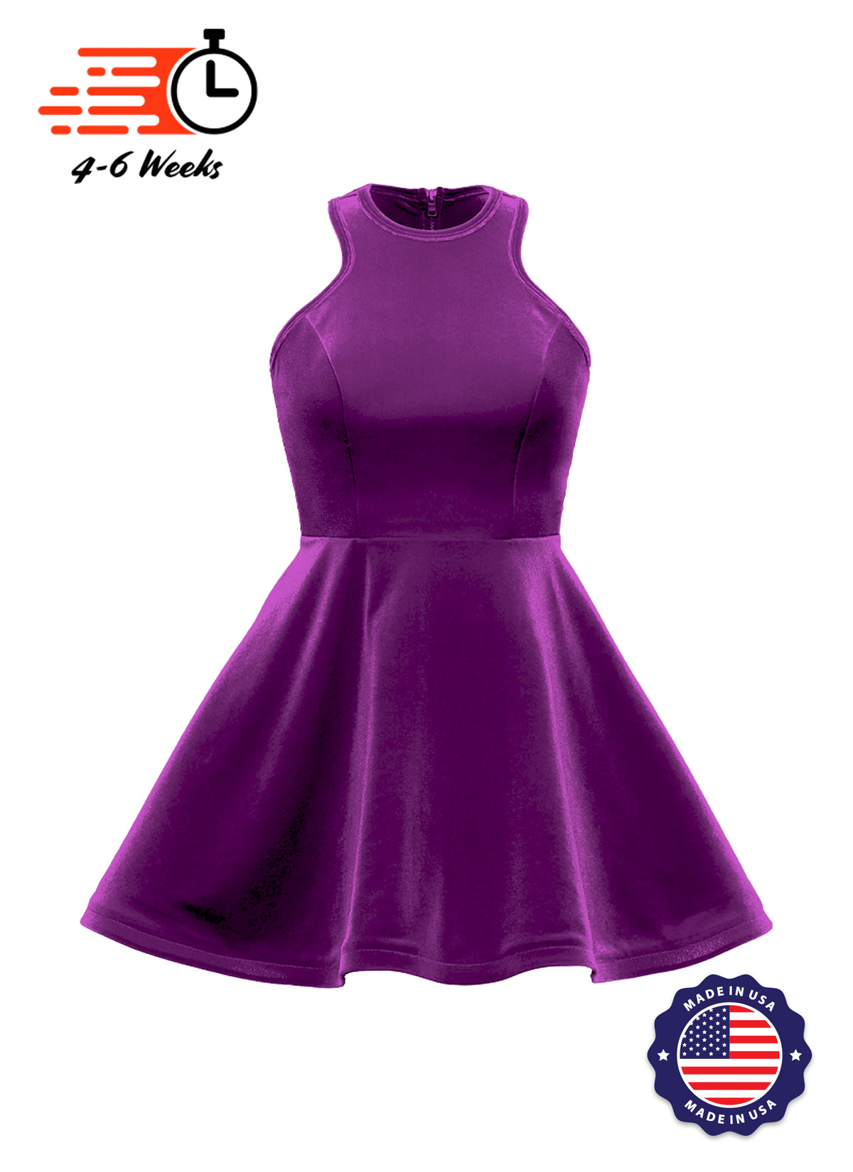 Velvet Serpentine Neckline Show Choir Dress - Ships 4 to 6 weeks