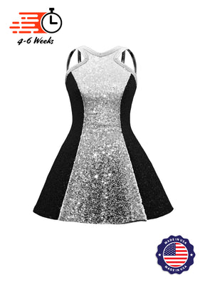 Two-Tone Star Neckline Sequin Classic Show Choir Dress - Center Color - Ships in 4-6 weeks