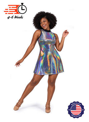 Silver Laser Sequin on Black Show Choir Dress - Ships in 4-6 weeks