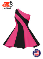Spiral Panel Show Choir Dress Black and Hot Pink - Ships 4 to 6 weeks