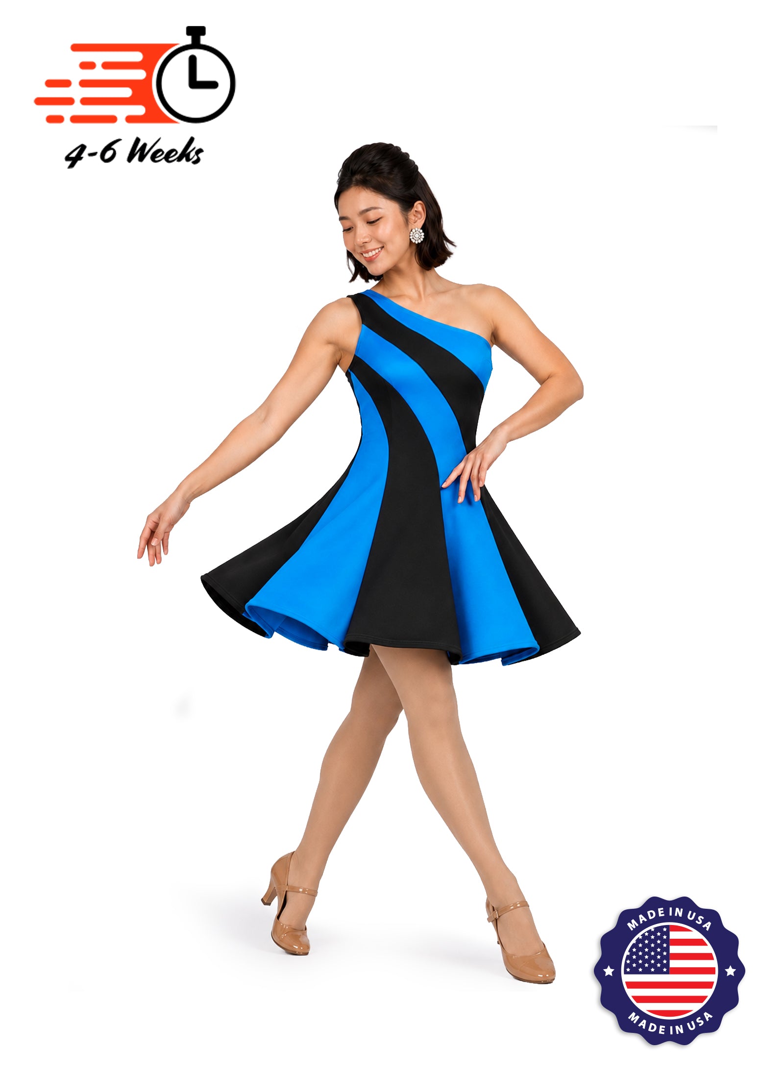 Spiral Panel Show Choir Dress Black + Colors - Ships 4 to 6 weeks