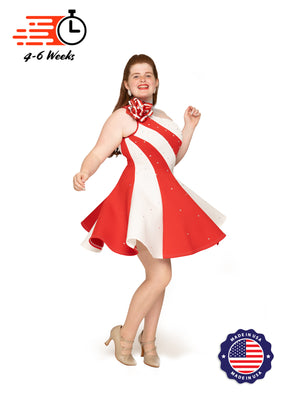 Spiral Panel Show Choir Dress White - Ships 4 to 6 weeks