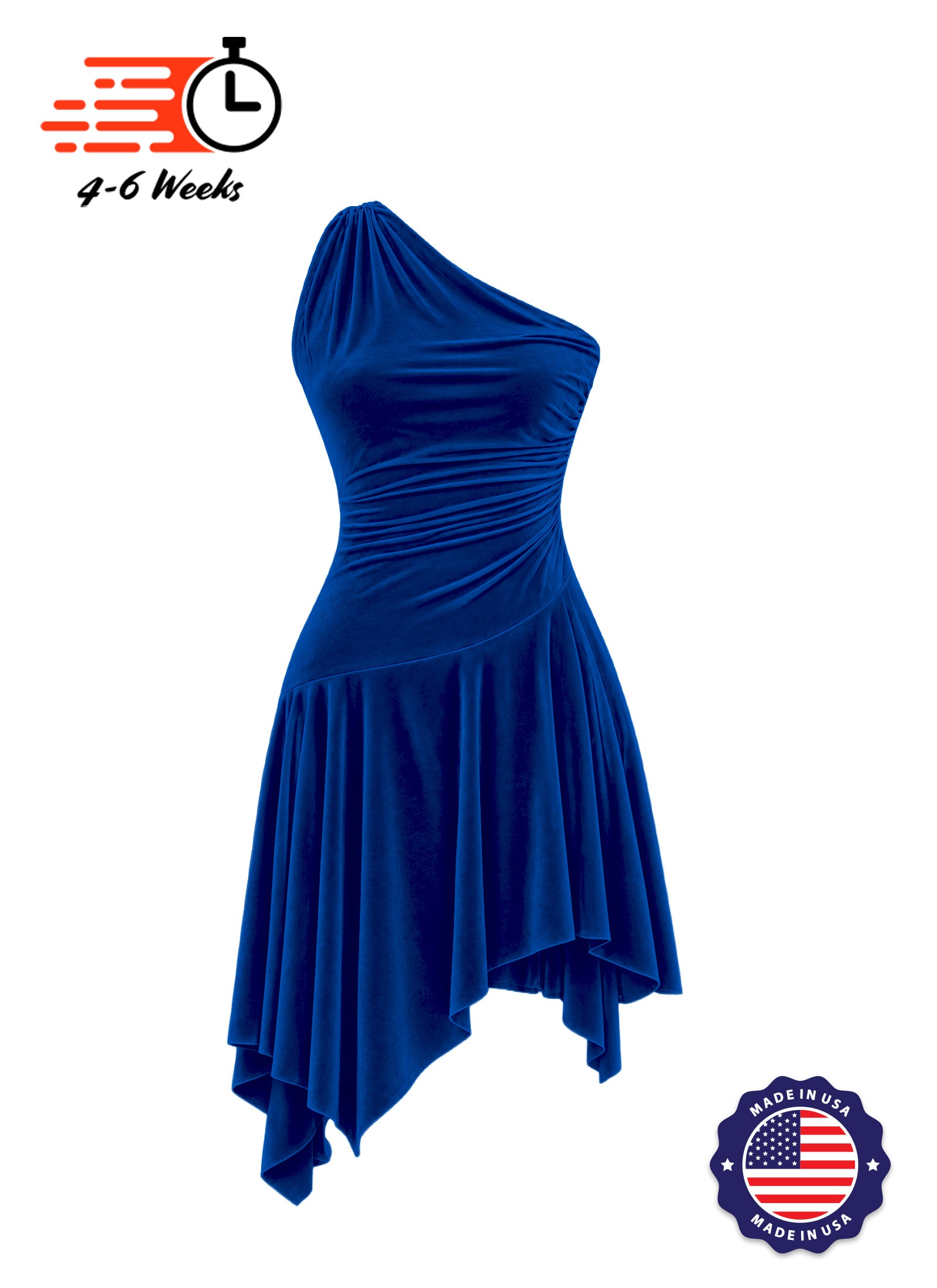 Stretch Velvet Asymmetrical Ruched Knit Show Choir Dress - Ships in 4 to 6 Weeks