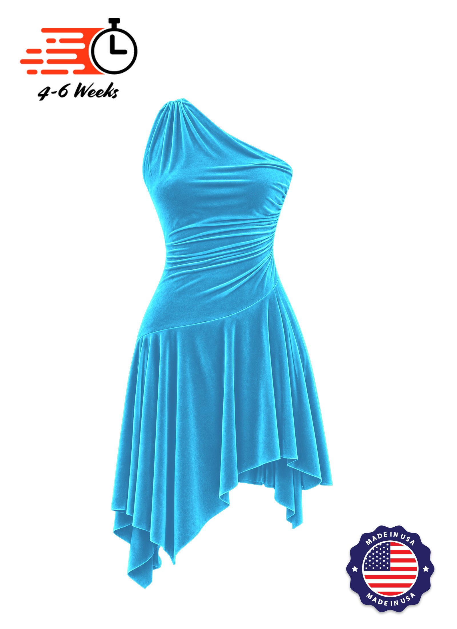 Stretch Velvet Asymmetrical Ruched Knit Show Choir Dress - Ships in 4 to 6 Weeks