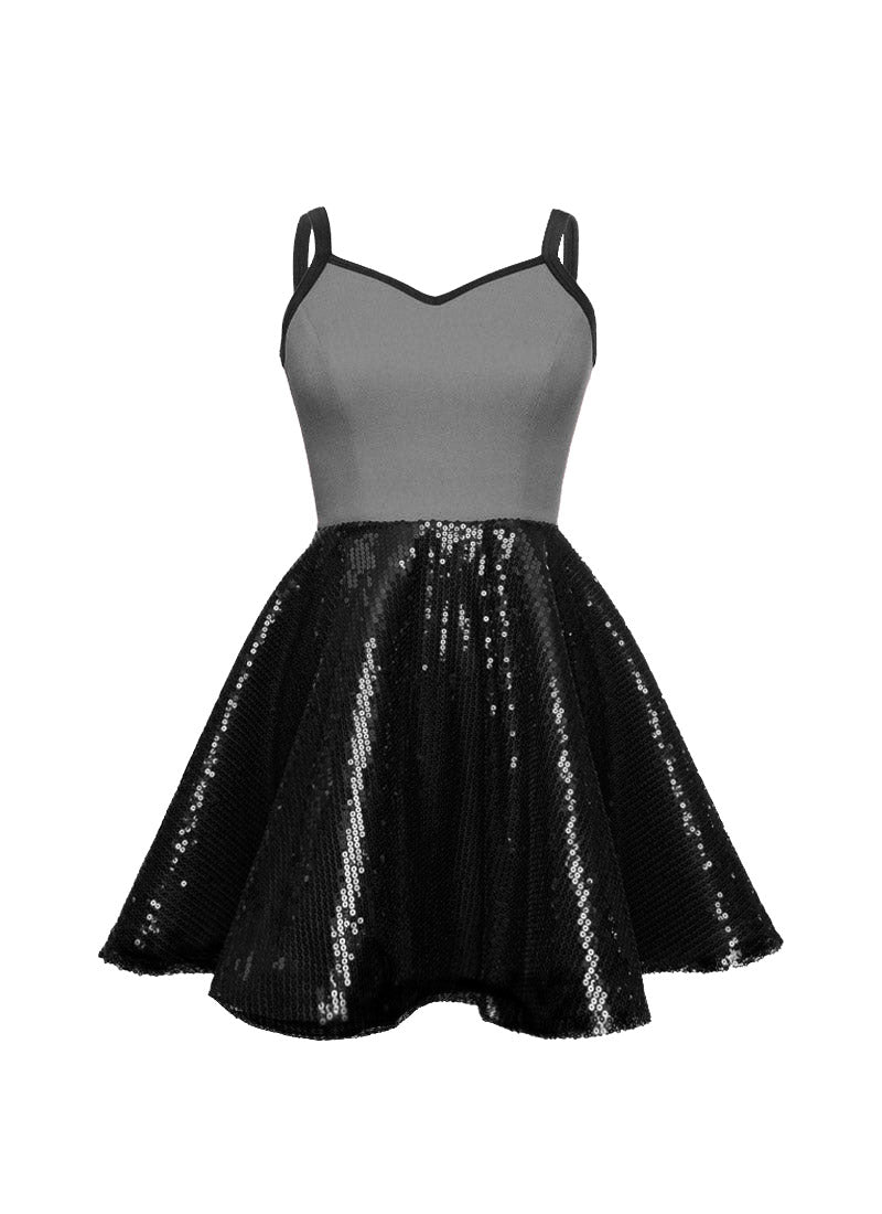 Super Techno Bodice/Black Sequin Show Choir Dress - Neutrals