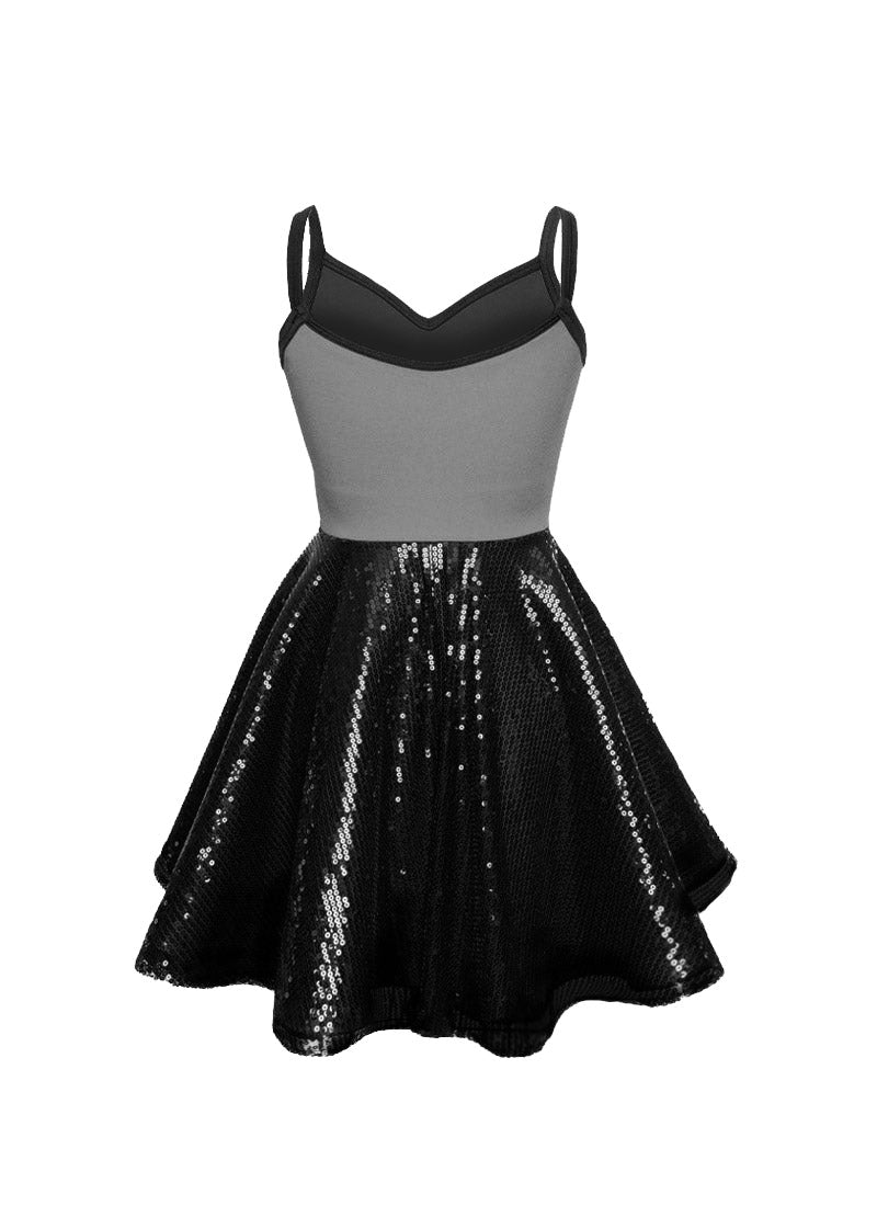 Super Techno Bodice/Black Sequin Show Choir Dress - Neutrals - Ships 4 to 6 weeks