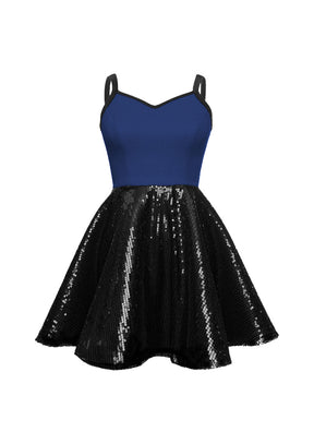 Super Techno Bodice/Black Sequin Show Choir Dress - Blues - Ships 4 to 6 weeks