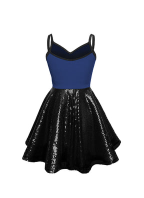 Super Techno Bodice/Black Sequin Show Choir Dress - Blues - Ships 4 to 6 weeks