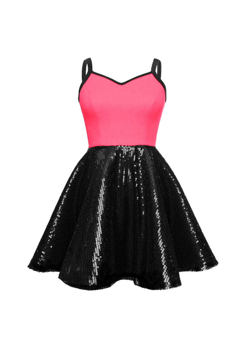 Super Techno Bodice/Black Sequin Show Choir Dress - Neons & Metallics - Ships 4 to 6 weeks