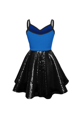 Super Techno Bodice/Black Sequin Show Choir Dress - Blues - Ships 4 to 6 weeks