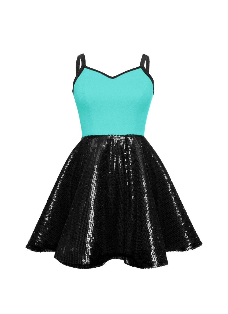 Super Techno Bodice/Black Sequin Show Choir Dress - Blues - Ships 4 to 6 weeks