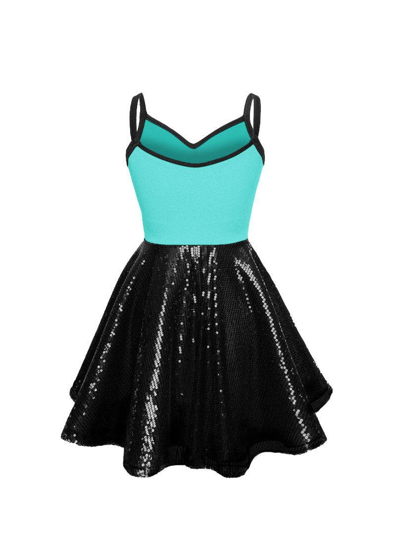 Super Techno Bodice/Black Sequin Show Choir Dress - Blues - Ships 4 to 6 weeks