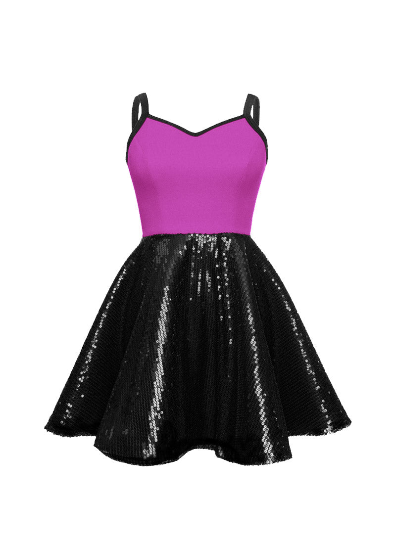 Super Techno Bodice/Black Sequin Show Choir Dress - Pinks & Purples - Ships 4 to 6 weeks