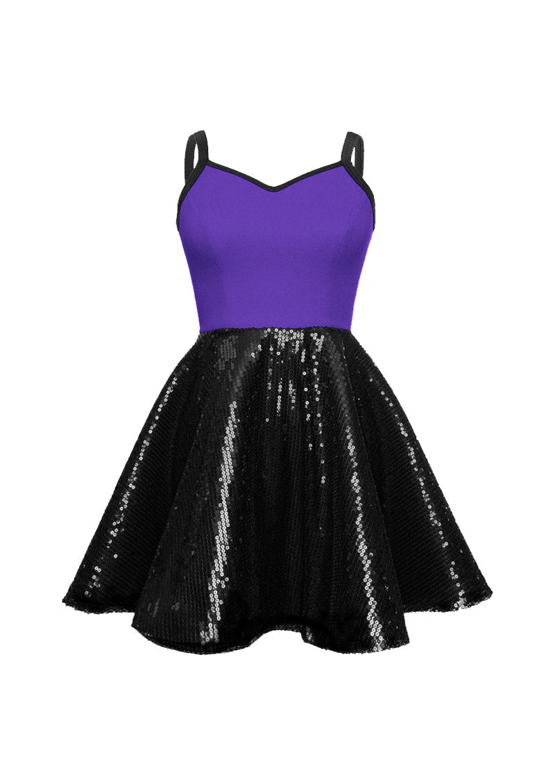 Super Techno Bodice/Black Sequin Show Choir Dress - Pinks & Purples - Ships 4 to 6 weeks