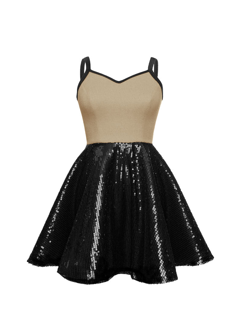 Super Techno Bodice/Black Sequin Show Choir Dress - Neutrals - Ships 4 to 6 weeks