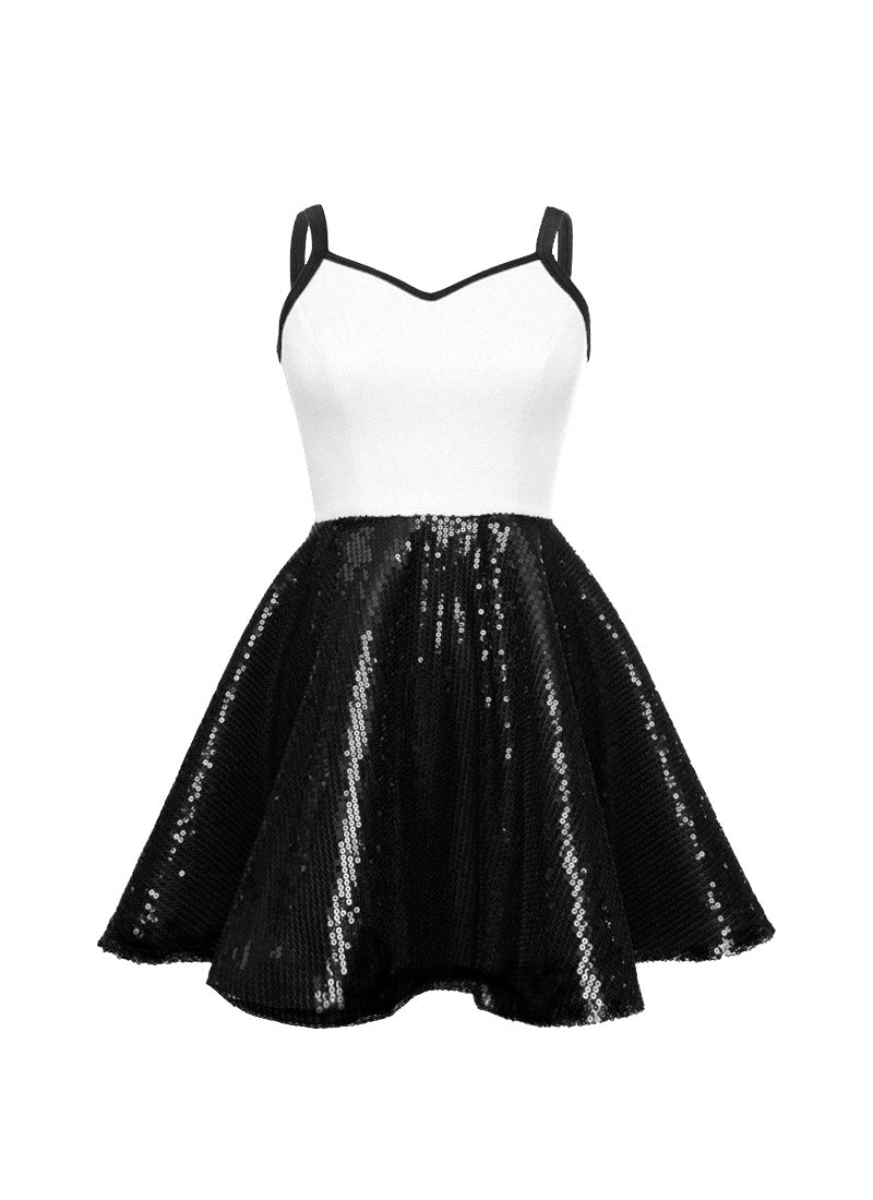 Super Techno Bodice/Black Sequin Show Choir Dress - Neutrals - Ships 4 to 6 weeks