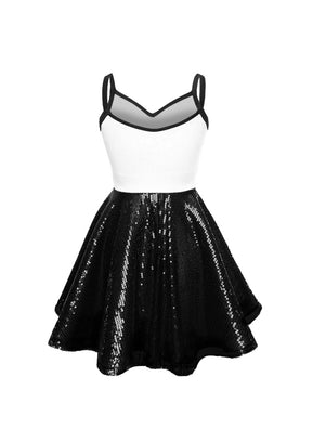 Super Techno Bodice/Black Sequin Show Choir Dress - Neutrals - Ships 4 to 6 weeks