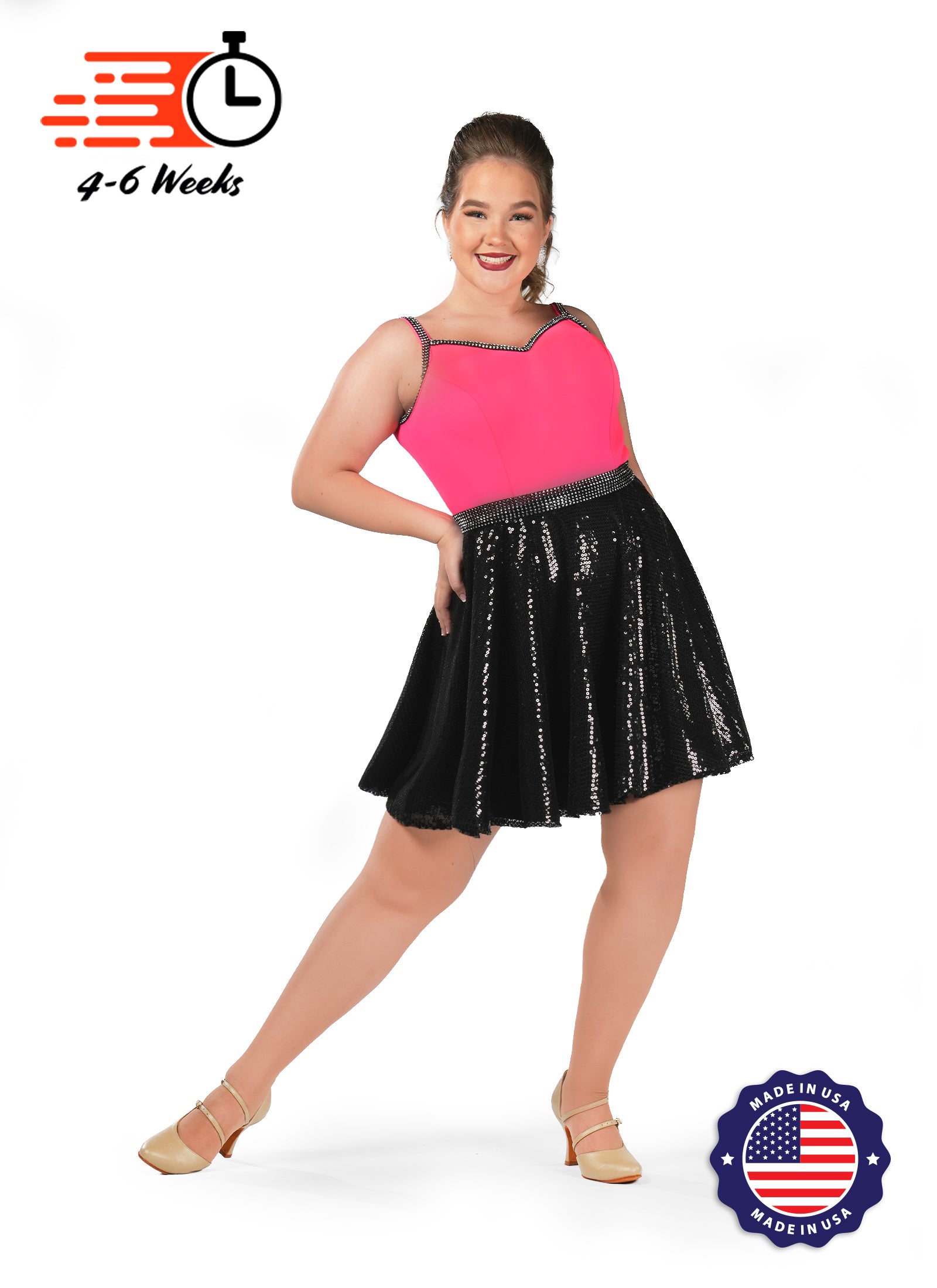 Super Techno Bodice/Black Sequin Show Choir Dress - Ships 4 to 6 weeks