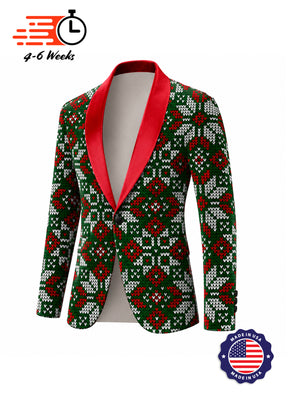 Ugly Xmas Sweater Stretch Blazer - Men’s Christmas & Holiday Performance Jacket