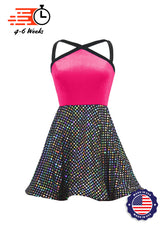 Velvet Bodice w Black/Silver Laser Dot Sequin Show Choir Dress front