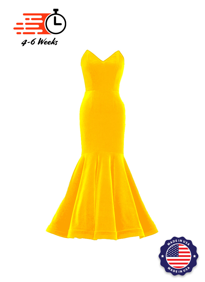 Velvet V-Neck Mermaid Show Choir Gown - Yellows & Greens - Ships 4 to 6 weeks Lemon / 2XS - Velvet V-Neck Mermaid Show Choir Gown - Yellows & Greens - Ships 4 to 6 weeks Lemon / 2XS -