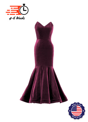 Velvet V-Neck Mermaid Show Choir Gown - Purples - Ships 4 to 6 weeks