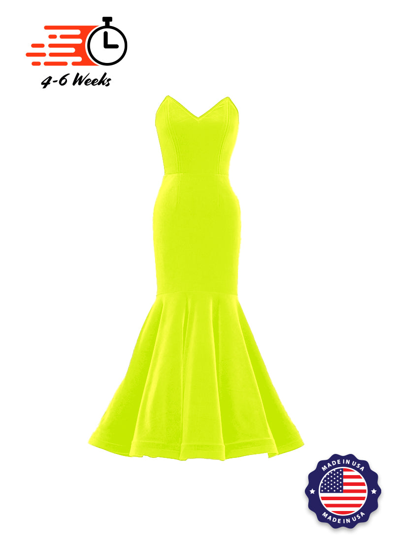 Velvet V-Neck Mermaid Show Choir Gown - Neons