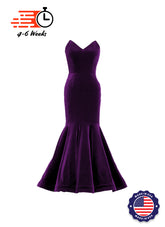 Velvet V-Neck Mermaid Show Choir Gown - Purples - Ships 4 to 6 weeks