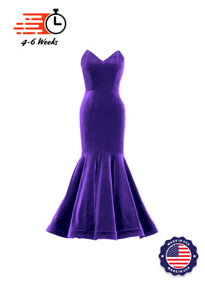 Velvet V-Neck Mermaid Show Choir Gown - Purples - Ships 4 to 6 weeks