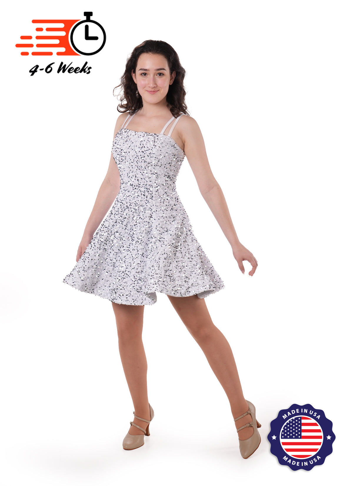 Velvet Sequin - Classic Square Neckline Princess Seam Show Choir Dress - Ships 4 to 6 Weeks