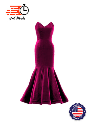 Velvet V-Neck Mermaid Show Choir Gown - Purples - Ships 4 to 6 weeks