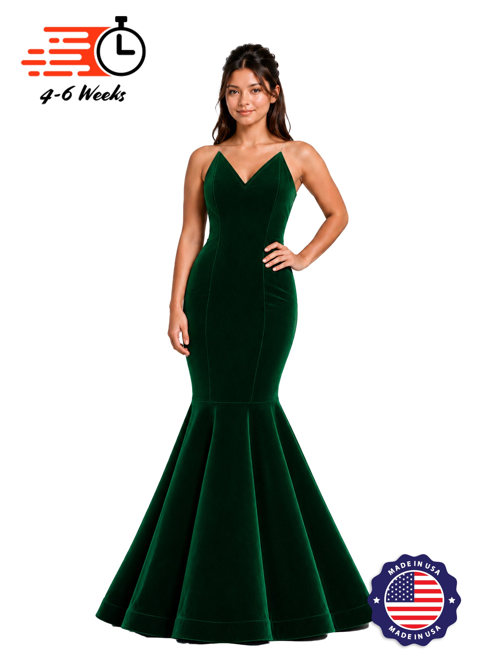 Velvet V-Neck Mermaid Show Choir Gown - Ships 4 to 6 weeks