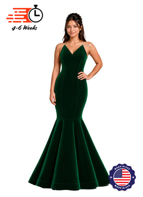 Velvet V-Neck Mermaid Show Choir Gown - Ships 4 to 6 weeks