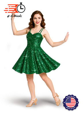 Velvet Sequin - Silver Flash Classic Sweetheart Princess Seam Show Choir Dress - Ships 4 to 6 weeks