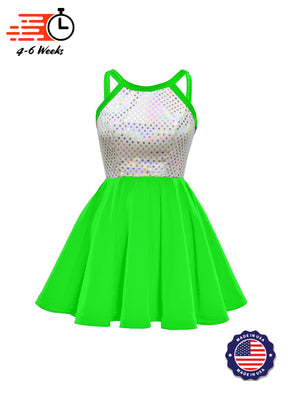 White/Silver Laser Dot & Velvet Show Choir Dress - Neons & Metallics - Ships 4 to 6 weeks