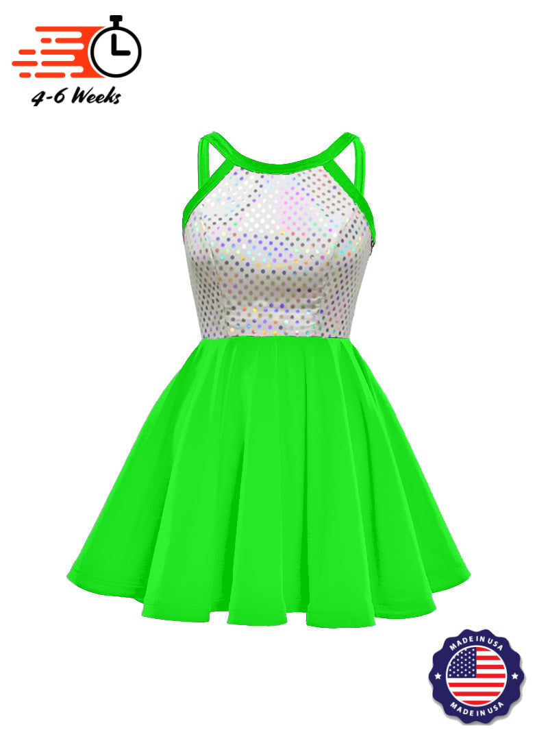 White/Silver Laser Dot & Velvet Show Choir Dress - Neons & Metallics - Ships 4 to 6 weeks