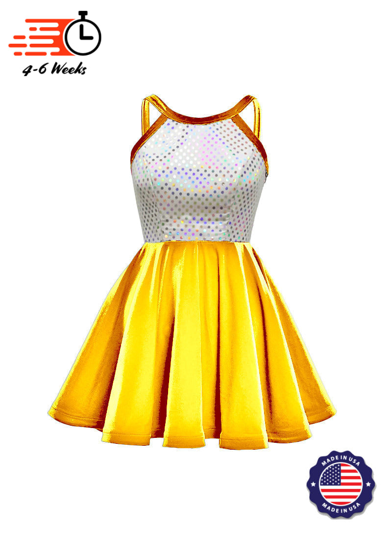 White/Silver Laser Dot & Velvet Show Choir Dress - Neons & Metallics