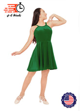 Kelly Green Stretch Velvet Show Choir Dress - Ships 4 to 6 weeks