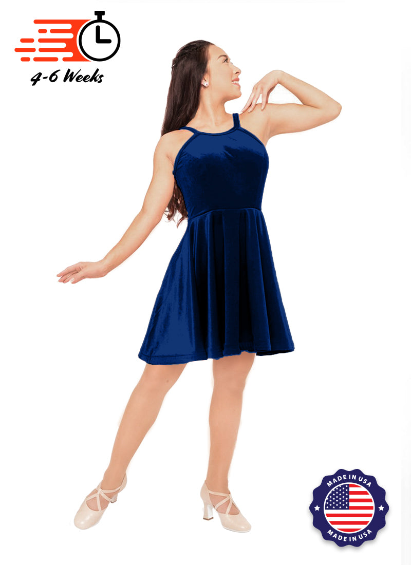 The DANCER Stretch Velvet Show Choir Dress - Blues - Ships 4 to 6 week -  ShowChoirDresses.com