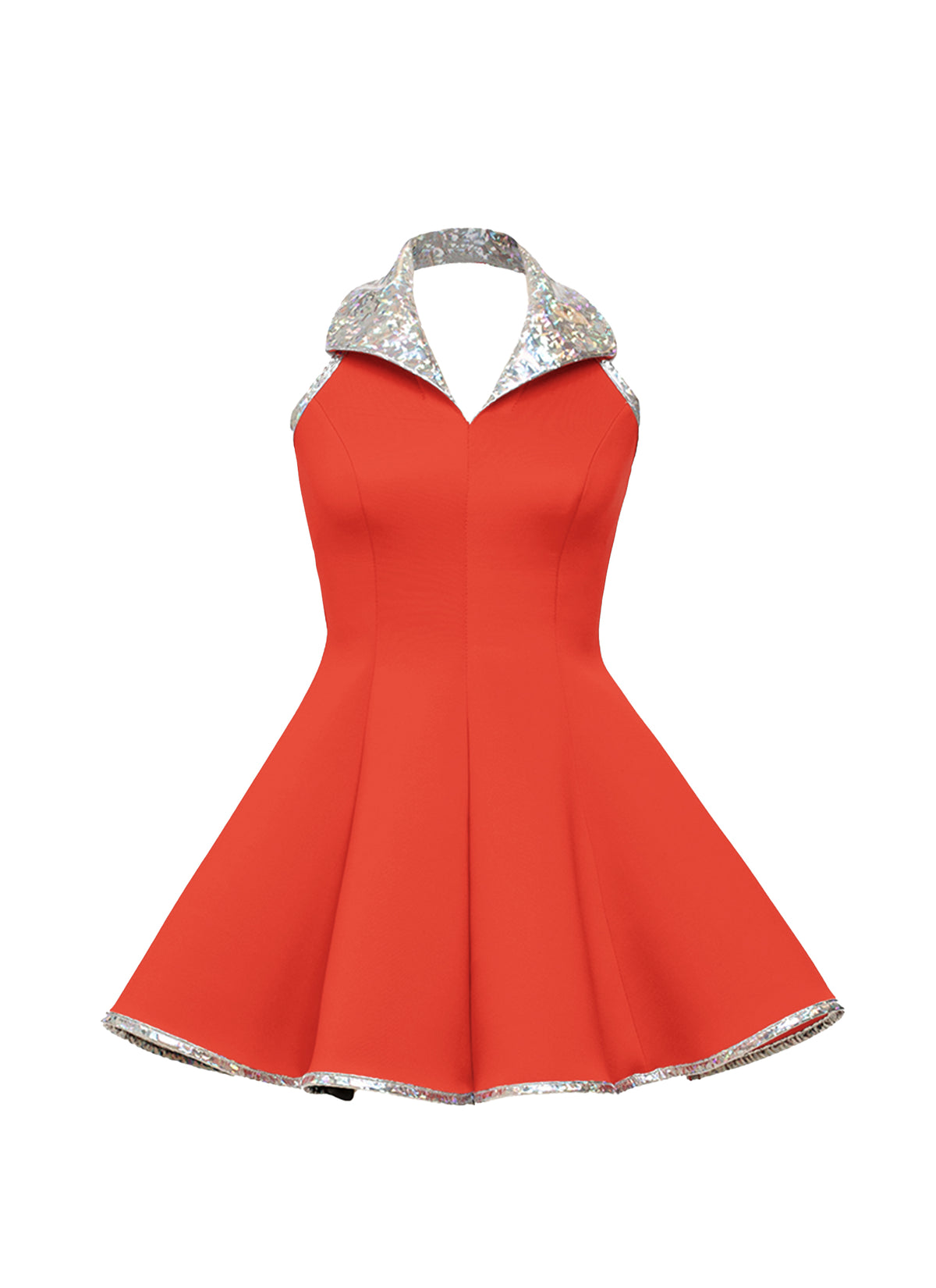 Lapel Collar Princess Panel Show Choir Dress - Reds & Oranges - Ships 4 to 6 weeks