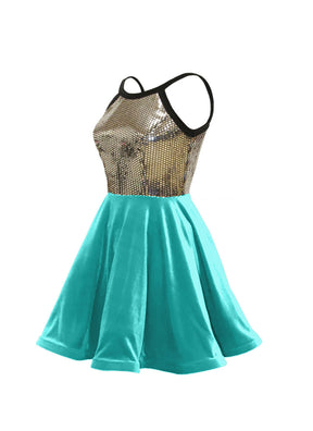 Silver Disco Ball Sequin/Stretch Velvet Show Choir Dress - Blues - Ships 4 to 6 Weeks Jade / 13PC PrePak Silver Disco Ball Sequin/Stretch Velvet Show Choir Dress - Blues - Ships 4 to 6 Weeks Jade / 13PC PrePak