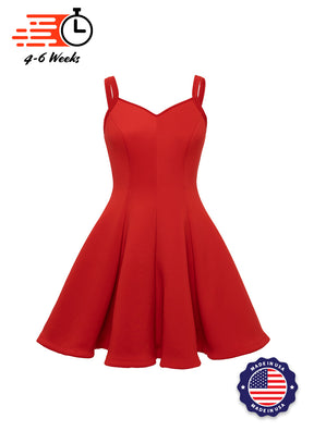 Red Sweetheart Straps Princess Seam Show Choir Dress with Attached Briefs - Ships 4 to 6 weeks