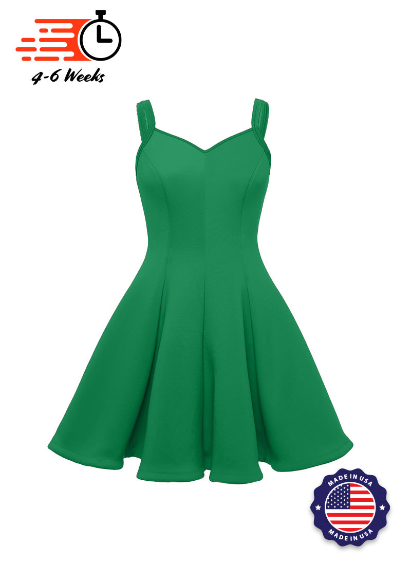 Kelly Green Sweetheart Straps Princess Seam Show Choir Dress with Attached Briefs Front View