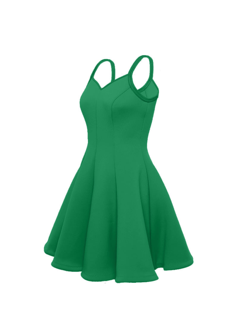 Kelly Green Sweetheart Straps Princess Seam Show Choir Dress with Attached Briefs Side View