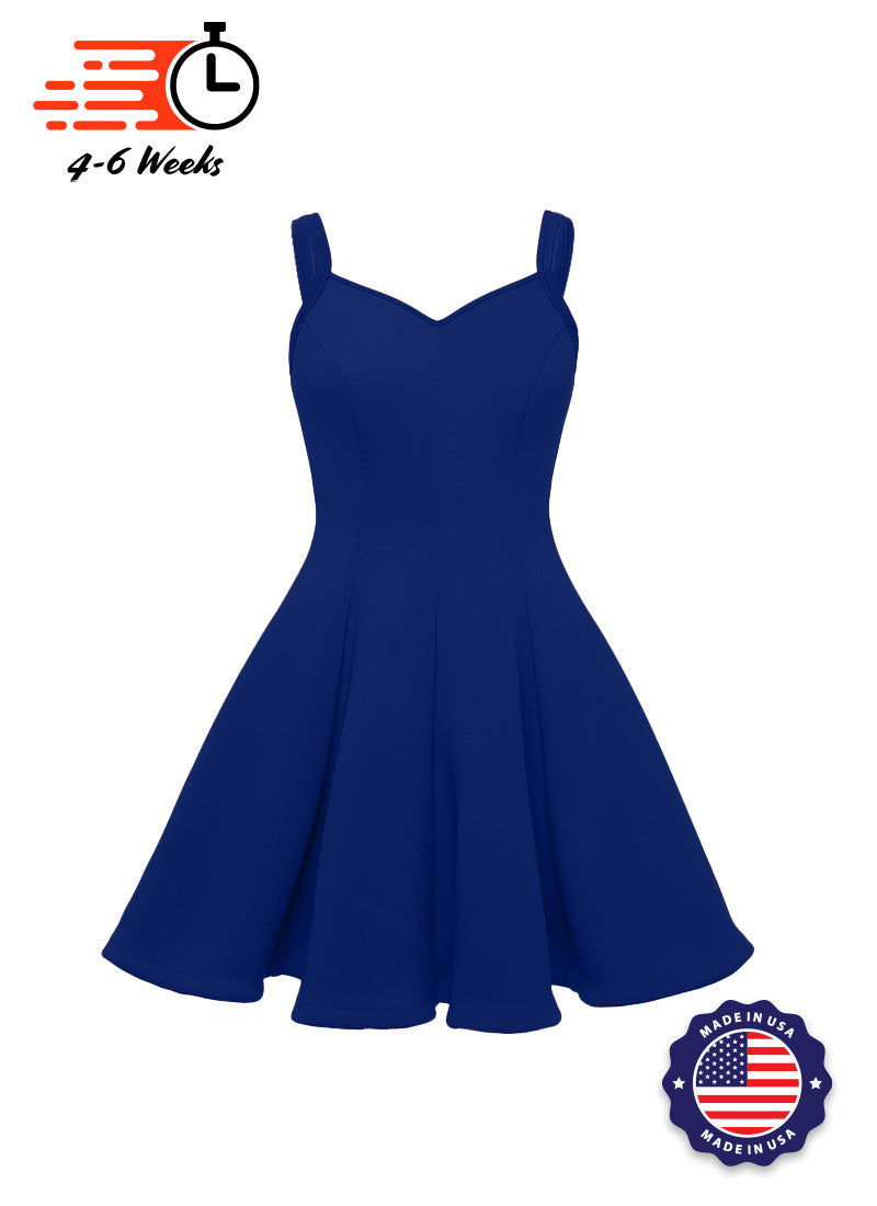 Navy Sweetheart Straps Princess Seam Show Choir Dress with Attached Briefs Front View