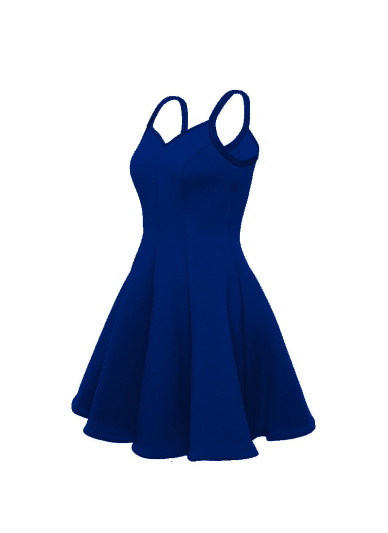 Navy Blue Sweetheart Straps Princess Seam Show Choir Dress with Attached Briefs side