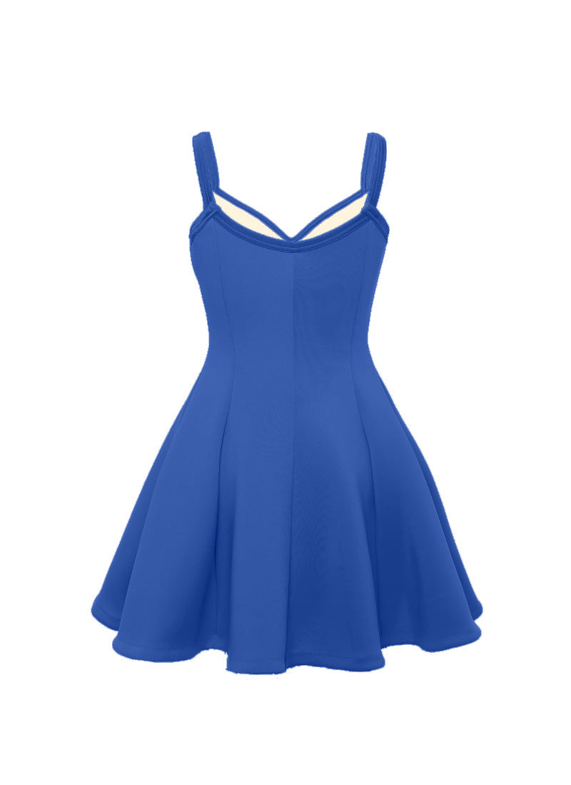 Royal Blue Sweetheart Straps Princess Seam Show Choir Dress with Attached Briefs Back View