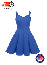 Royal Blue Sweetheart Straps Princess Seam Show Choir Dress with Attached Briefs front