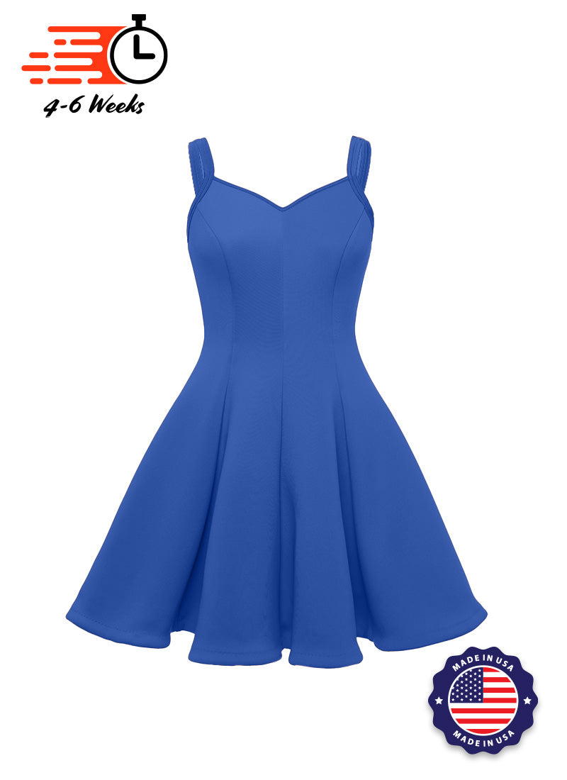 Royal Blue Sweetheart Straps Princess Seam Show Choir Dress with Attached Briefs Front View